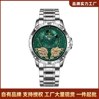 外贸热卖商务男表机械机芯透底夜光圆盘不锈钢带三十米防水经典表