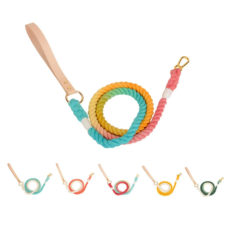 Товары для домашних животных градиент ручной вязки красочные надписи ожерелье хлопковая веревка воловья кожа бег собака ошейник ограничитель оптовая продажа