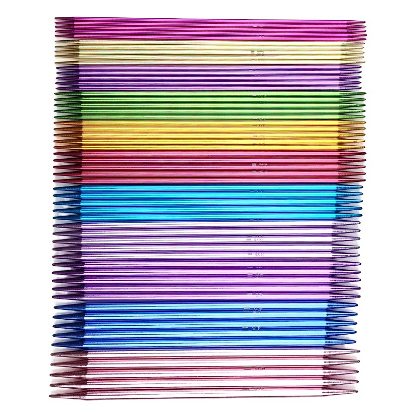 Herramientas de tejer transfronterizas de óxido de aluminio aguja de suéter de color aguja de varilla de doble punta 15cm conjunto 11 pares traje