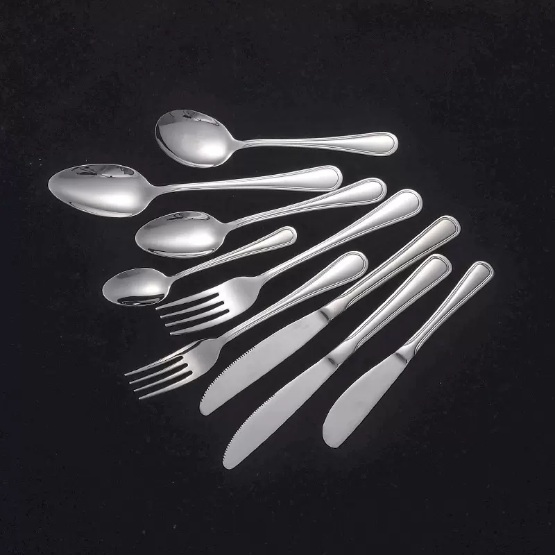 百仕达双线系列不锈钢西餐餐具刀叉勺酒店牛排刀叉套装亮光餐勺叉