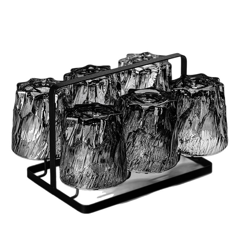 Conjunto de tazas de agua caseras vintage en relieve de vidrio glaciar tazas de agua tazas de té tazas de cerveza