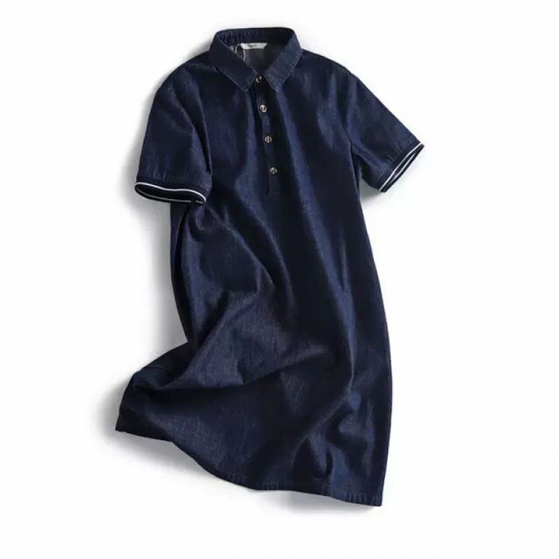 Summer elegant retro long denim dress