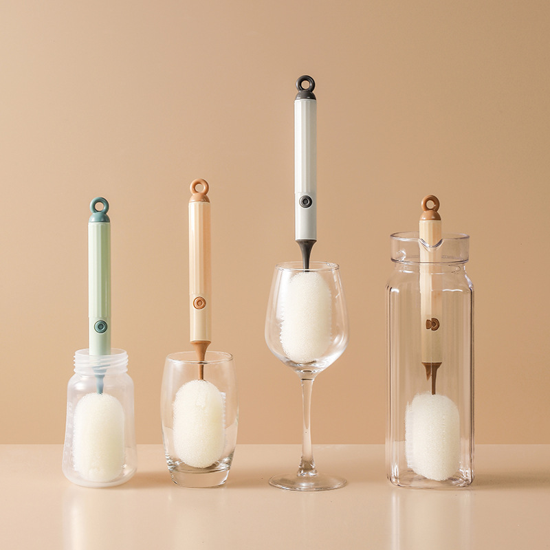 Cepillo de taza de limpieza para el hogar simple de estilo nórdico, almacenamiento de suspensión, manchas de limpieza suaves y duras, cepillo de taza de mango largo al por mayor