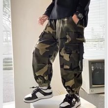迷彩工装裤男童春秋季新款2024男孩百搭韩版中大童纯棉裤子儿童潮