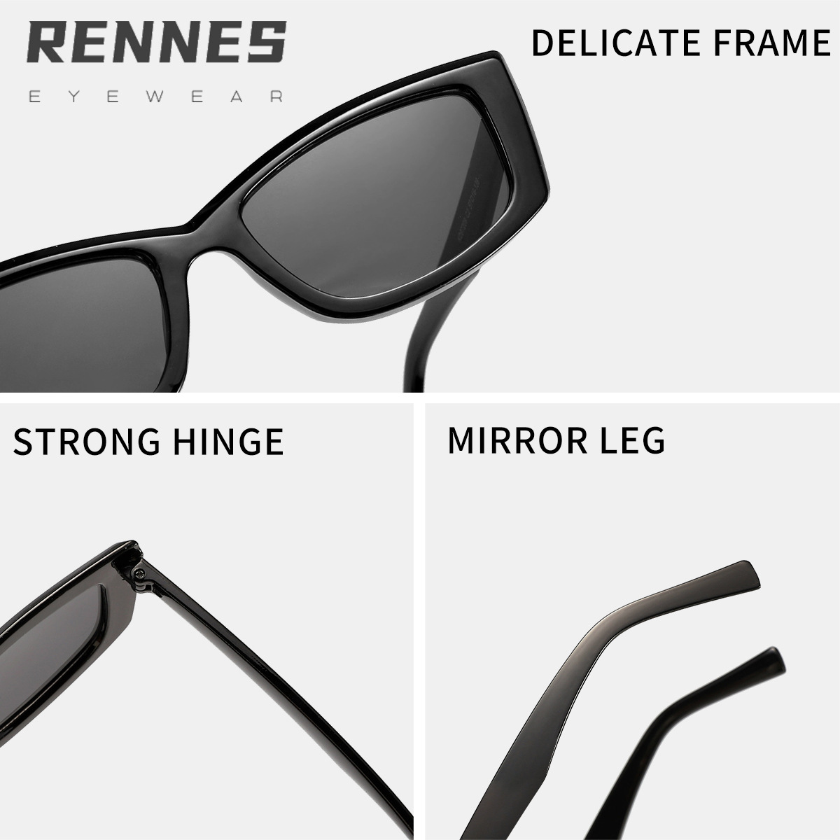 Nuevas gafas de sol al por mayor de plástico al por mayor personalizadas con ojos de gato para exteriores