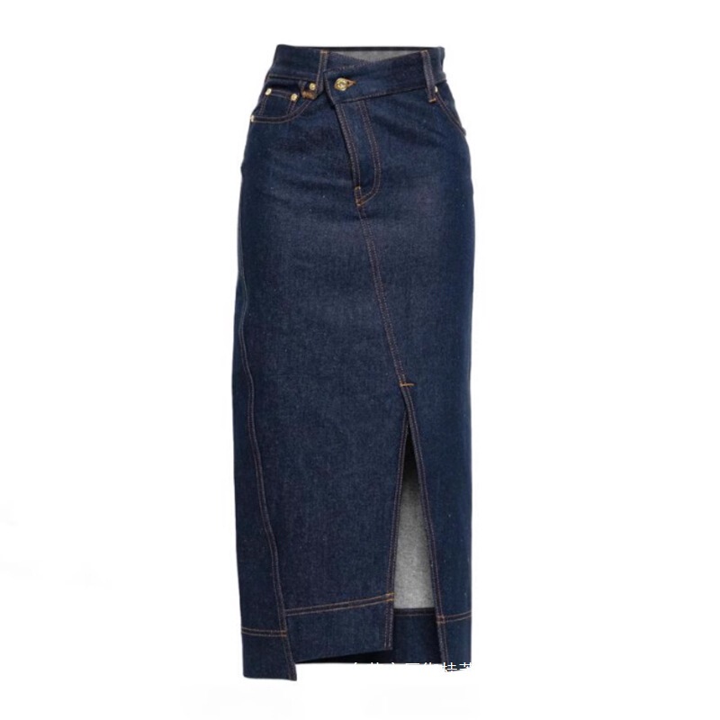 Denim Skirt for Women, New Style with Elegant Slit Design, Niche High-Waisted Slimming Mid-Length Bodycon Skirt Denim Skirt for Women, New Style with Elegant Slit Design, Niche High-Waisted Slimming Mid-Length Bodycon Skirt