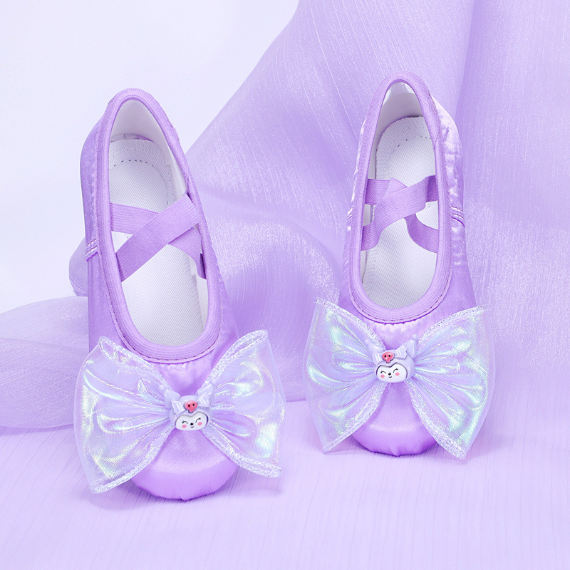 Girls' Cute Practice Dance Shoes Soft Sole Cat Paw Shoes Kindergarten Baby Stage Bow 8109