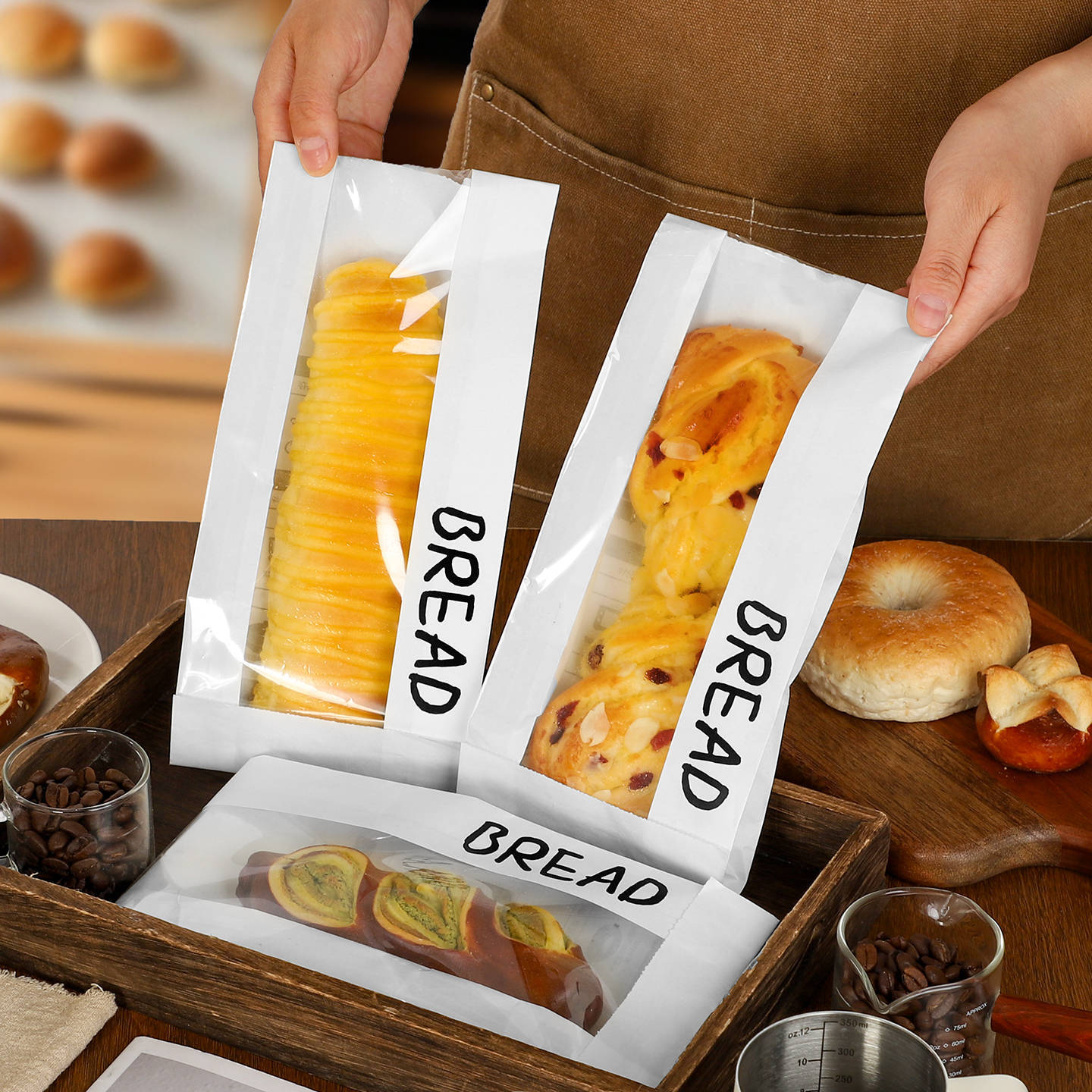 开窗面包袋贝果包装袋欧包碱水面包可颂打包袋烘焙面包袋子印logo