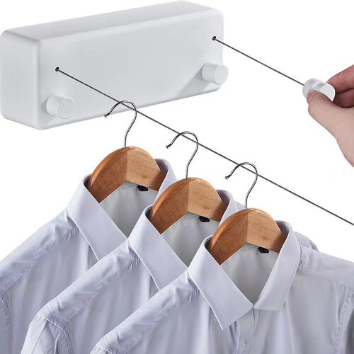 Punch-free balcony retractable invisible clothesline Indoor and outdoor stainless steel clothes drying rack clothes drying artifact clothes pole
