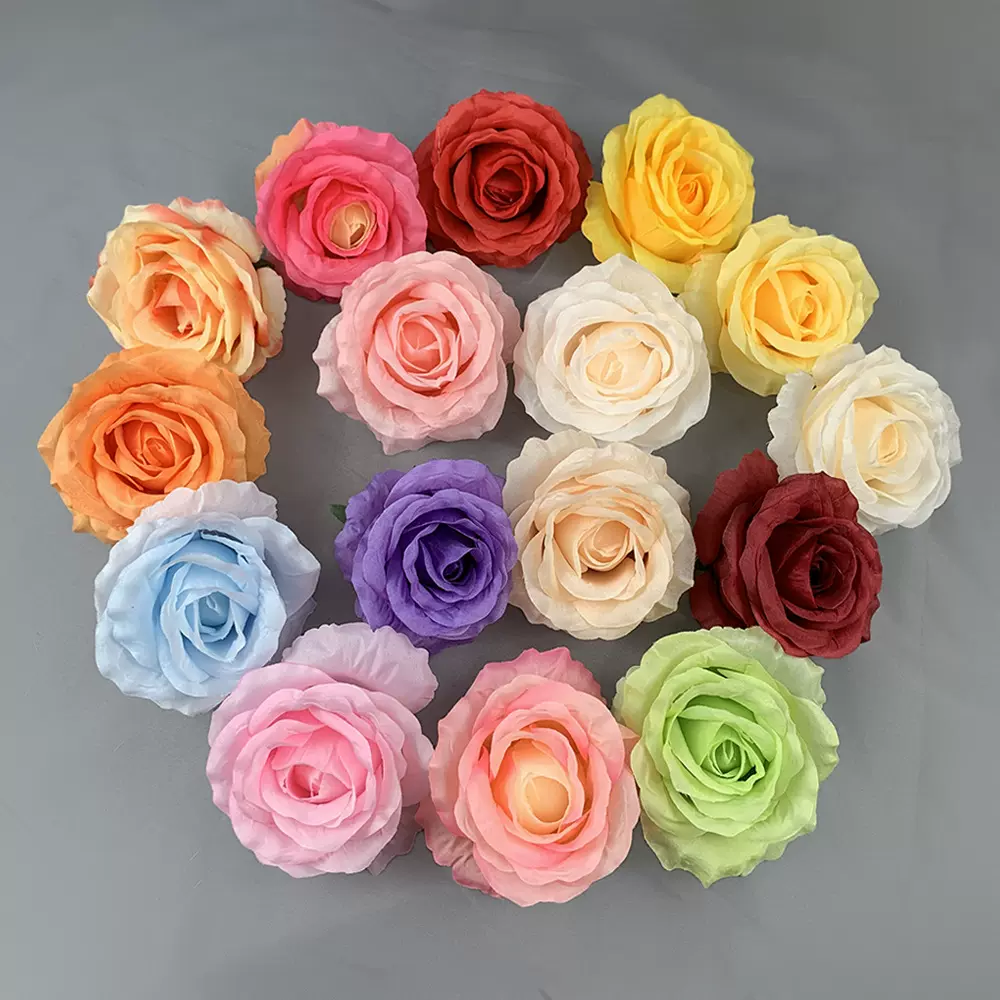 仿真绢布玫瑰花 中号包芯玫瑰花墙车头道具花diy装饰服装配花假花