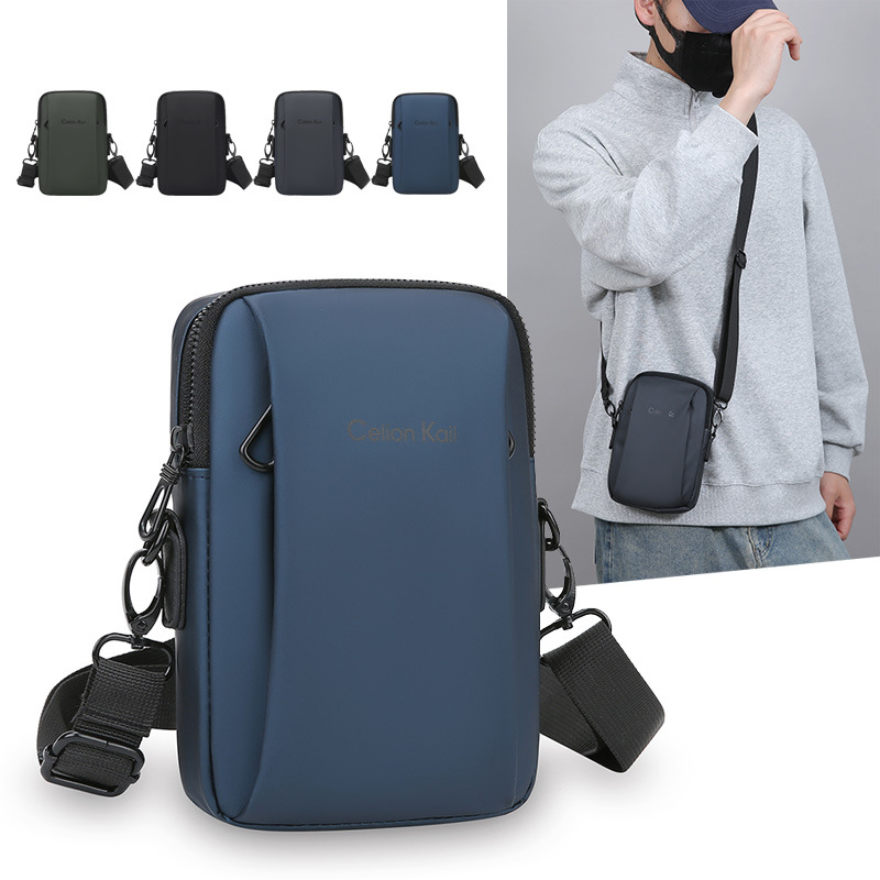 2025 primavera nuevo estilo hombre riñonera vertical impermeable y resistente al desgaste casual todo-fósforo monedero deporte bandolera