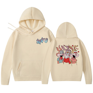 25 Hot Selling Cross-Border Cartoon Cute Rabbit Printed Hooded Sweatshirts for Men and Women Cartoon Cute Rabbit Hooded Sweatshirts
