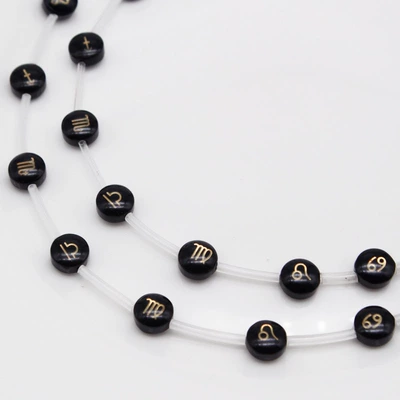 Zərgərlik ara hissələri bracelet necklace beaded jewelry - 8mm-black-glaze-circle-family-photo-of-twelve-constellations-12