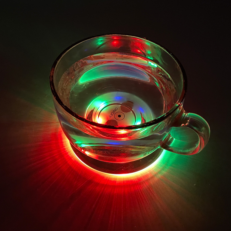 亚克力水晶透光发光杯垫酒吧鸡尾酒闪光底座KTV助威道具发光杯垫