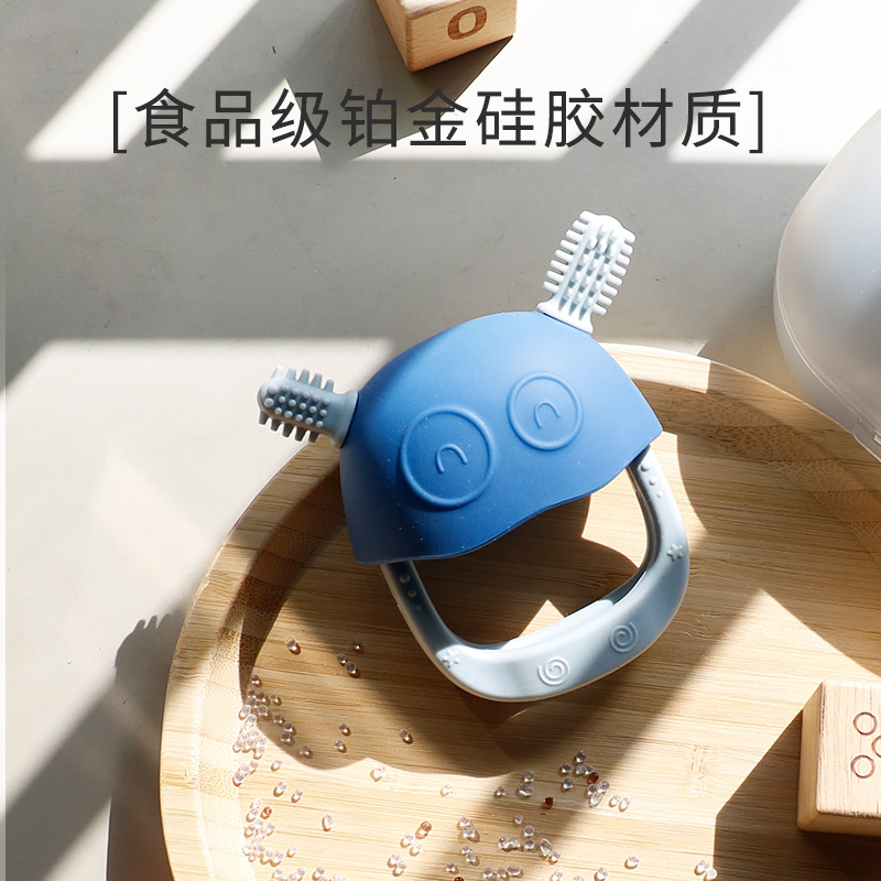 Baby Teether Toy for 2-6 Month Olds, Monster-shaped Gum Massager, Hand-Eating Prevention Device, Soothing Chew Toy for Teething