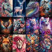 外贸跨境5d动物风景满钻diy钻石绣满钻魔方圆钻工艺装饰画钻石画