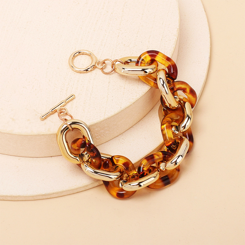 18g Weight Bracelets Classification Business, Travel Occasion Women'S Gender Leopard Color Retro Ethnic Style Acrylic Resin Color Matching Leopard Print Bracelet Wholesale 4