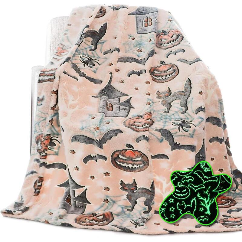 Halloween Pumpkin Blanket Kids Glow in the Dark Blanket Black Cat Halloween Decoration Gift for Women Halloween Pumpkin Blanket Kids Glow in the Dark Blanket Black Cat Halloween Decoration Gift for Women