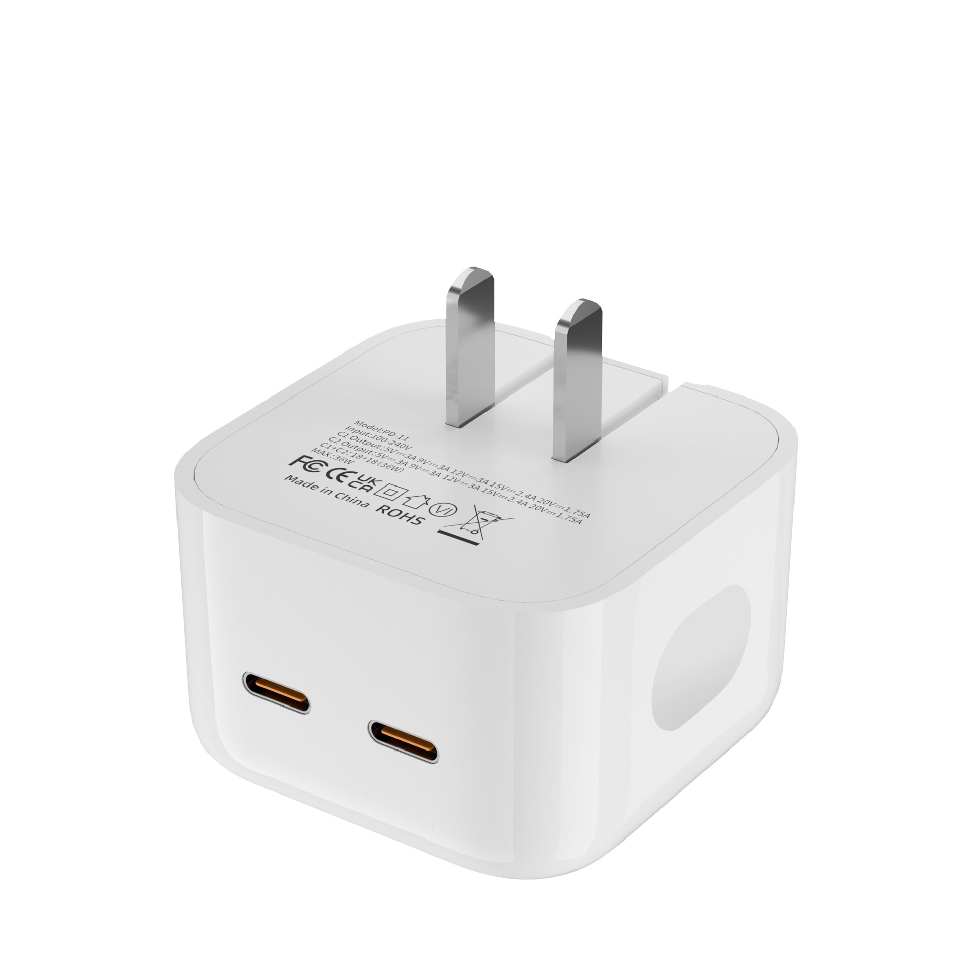 跨境新款双PD充电器 35W双口PD35W充电器 PD双口充电器双 C充电器