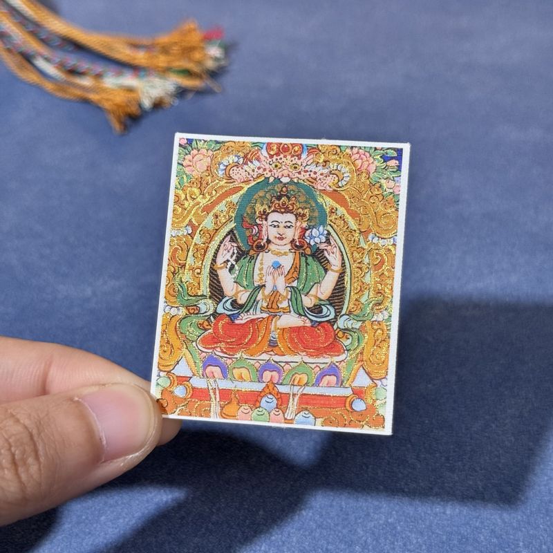唐卡描金4*5半手绘画芯内心十二生肖八大守护神画布吊坠卡芯|undefined