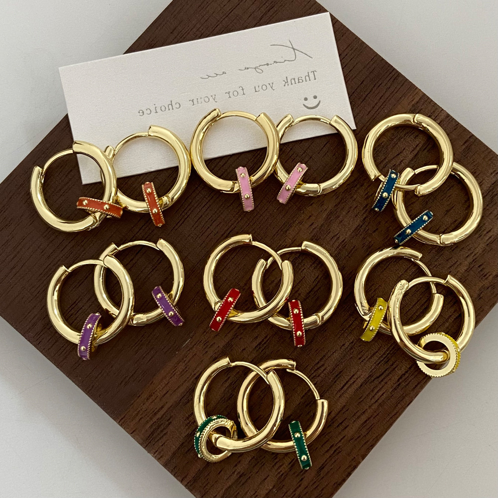 Daily Occasion Simple Style Round Copper Plating Gold Plated Earrings Necklace