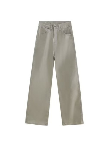 High-waisted slim straight-leg women's loose 2024 spring and autumn new slimming tall stature floor-length pants solid color simple style