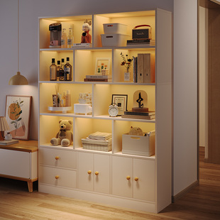 Bookcase Household Modern Simple Bookshelf with Cabinet Door Storage Rack Floor-Standing Dust-Proof Cabinet Living Room Storage Cabinet Display Cabinet