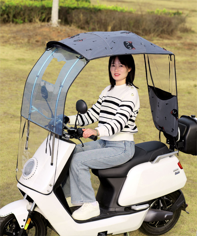 New Electric Vehicle Canopy Detachable Folding Telescopic Thickened Sun Protection Motorcycle Parasol Umbrella Rain Cover Canopy