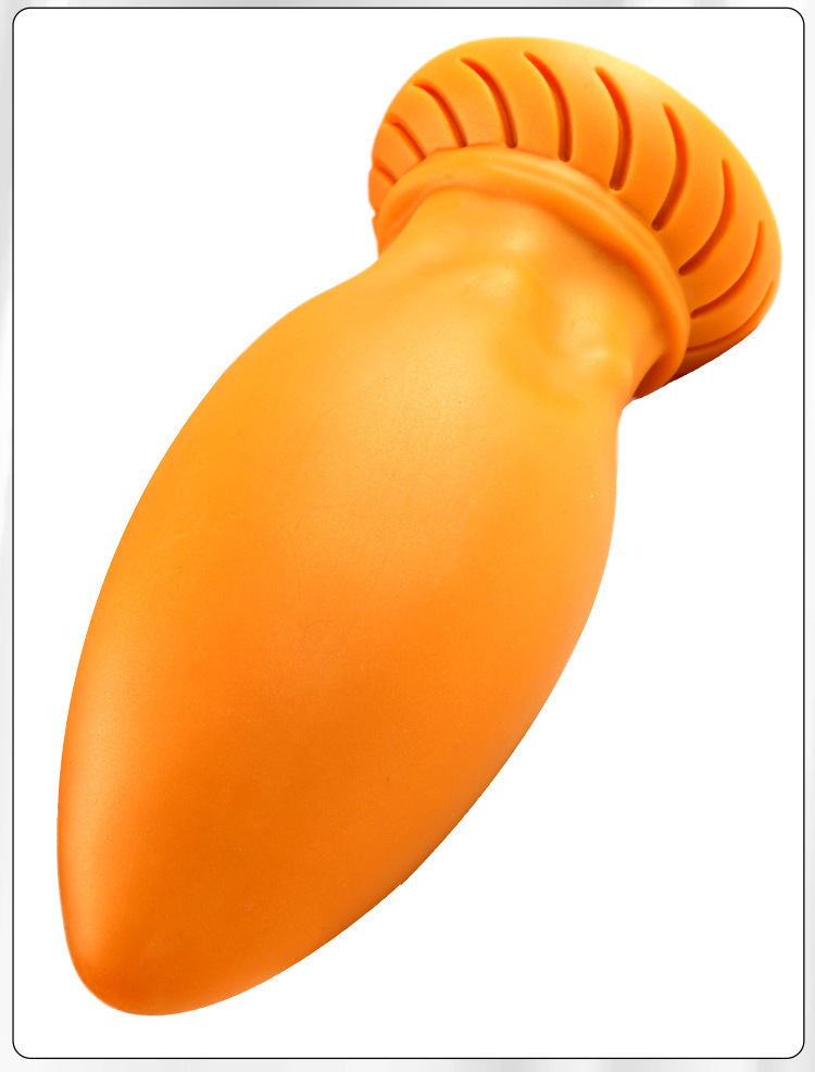 Jiuai Tiger Tooth Anal Plug with Tail, Gold Liquid Silicone, Extra Large Size — detail image 6