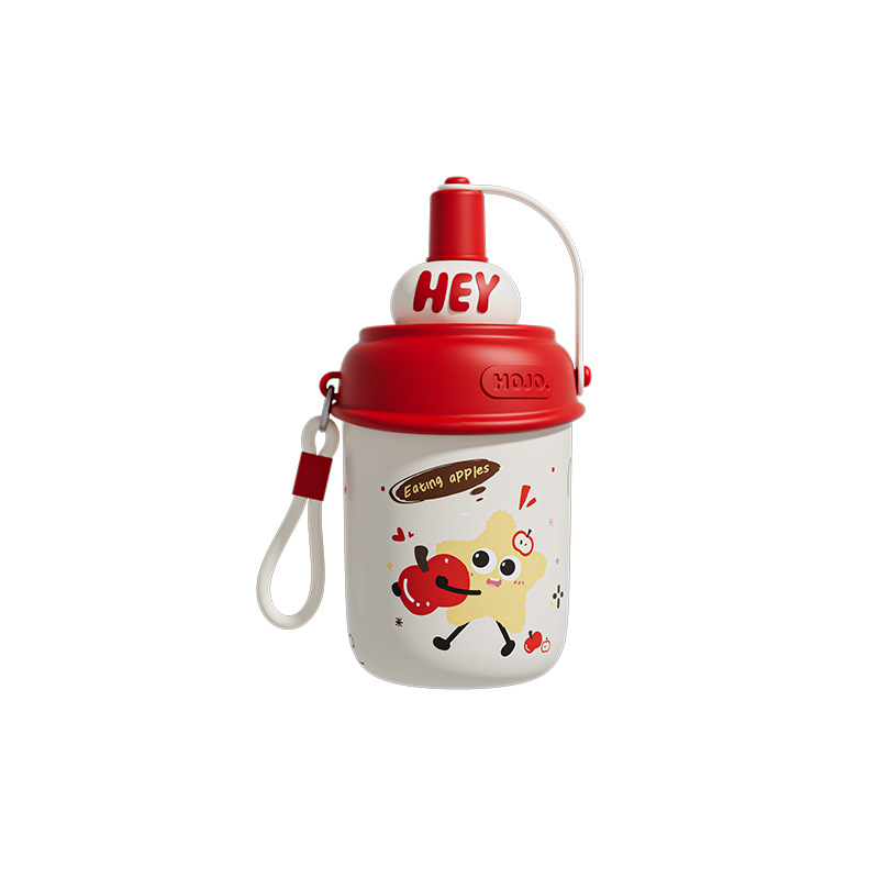Taza de ojos grandes de alto valor facial hermoso ventana de paja de acero inoxidable taza de aislamiento térmico de estudiantes y niños taza de agua portátil