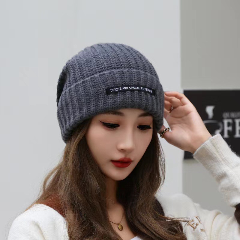 Autumn and Winter Warm Letter Versatile Knitted Ear Protection, Personalized Trendy Cold Hat, Unisex Stacking Hat_voghion.com