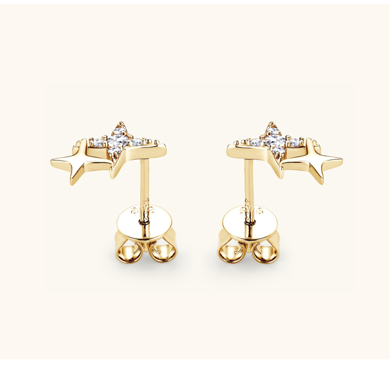 Simple Style Star Sterling Silver Gra Plating Inlay Moissanite Ear Studs display picture 5