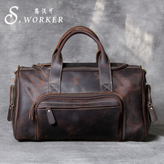 Handcrafted, Original Top-Grade Cowhide Large Travel Bag – Unisex, European & American Vintage Design, Perfect for Business Trips and Cross-Border International Trade