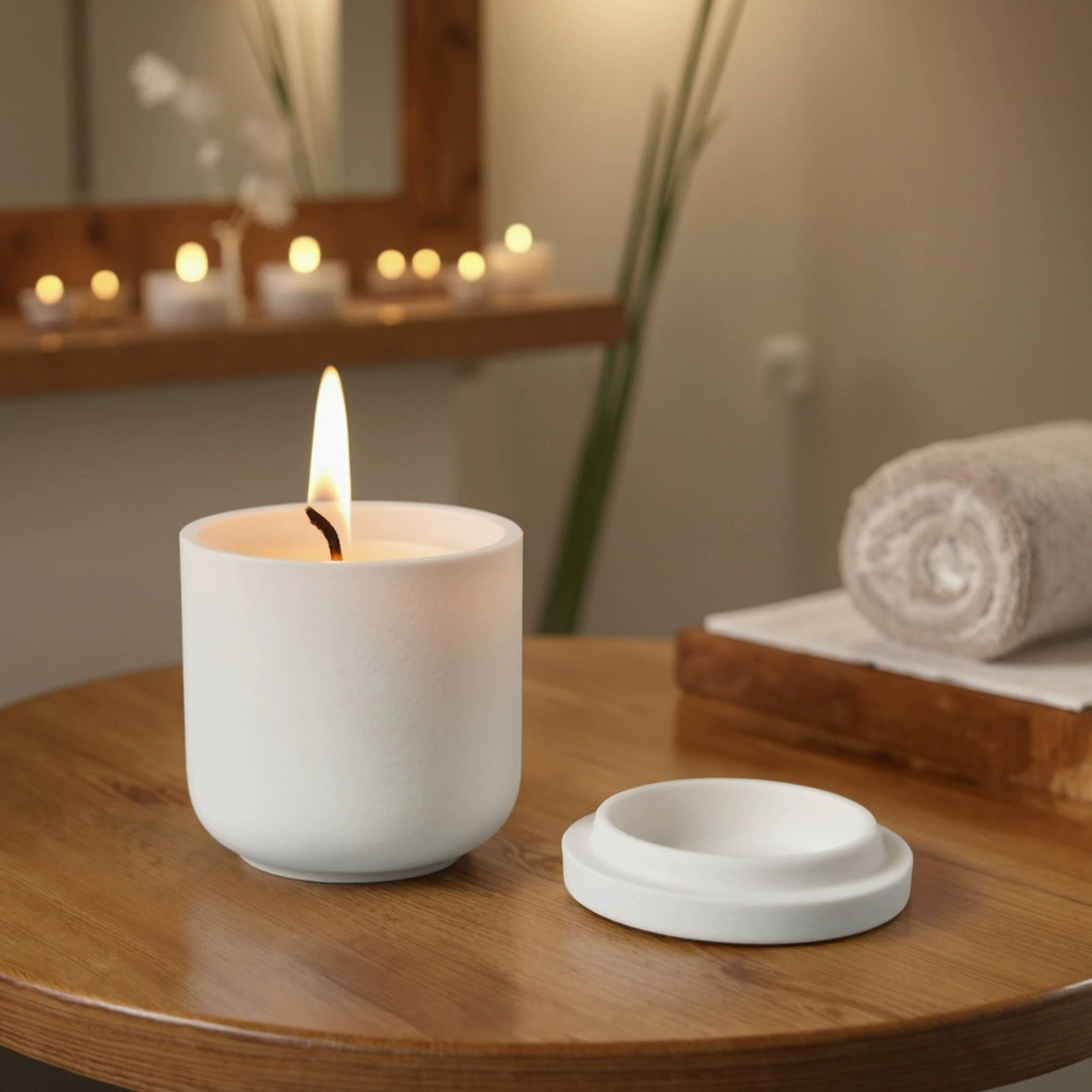 Простая белая глазурованная подставка для свечей из керамики, подсвечник, пустая чаша, подарочная емкость для свечи, украшение для дома.