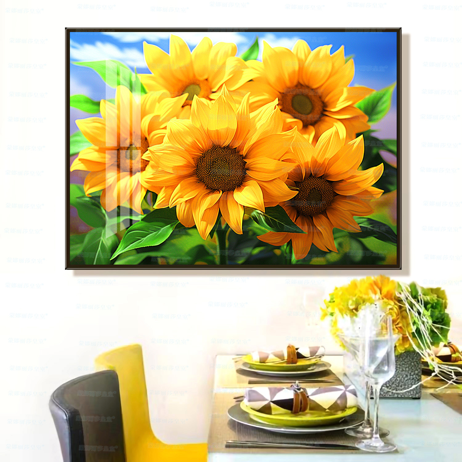 [Algodón importado] Mona Lisa Real Bordado de Girasoles Flores de Sol Edición actualizada Nuevo bordado de hilo hecho a mano image 1