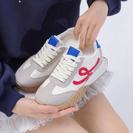 日常百搭厚底内增高德训鞋复古韩版休闲女鞋四季款印花女式运动鞋