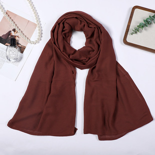 Cross-Border Solid Color Chiffon Long Scarf Customizable Thin Shawl Ethnic Style Versatile Scarf High-End Gauze Scarf