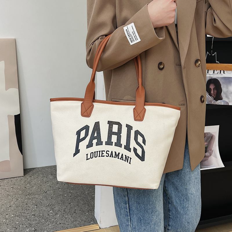 Ležérní plátěná velká taška pro ženy 2023 nová trendy módní velkokapacitní taška přes rameno jednoduchá trendy taška tote_voghion.com