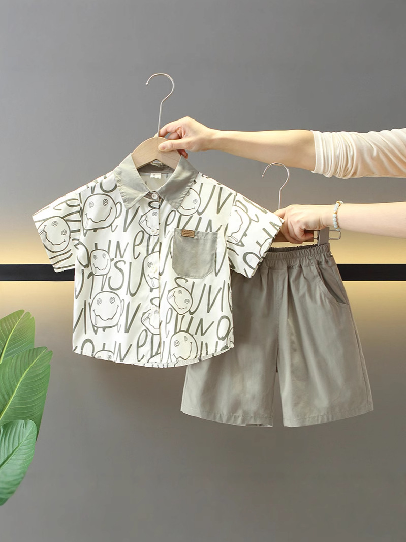 Conjunto de Verano para Niños 7869, Estilo 2026, Conjunto de Tres Piezas de Manga Corta para Niños y Niñas