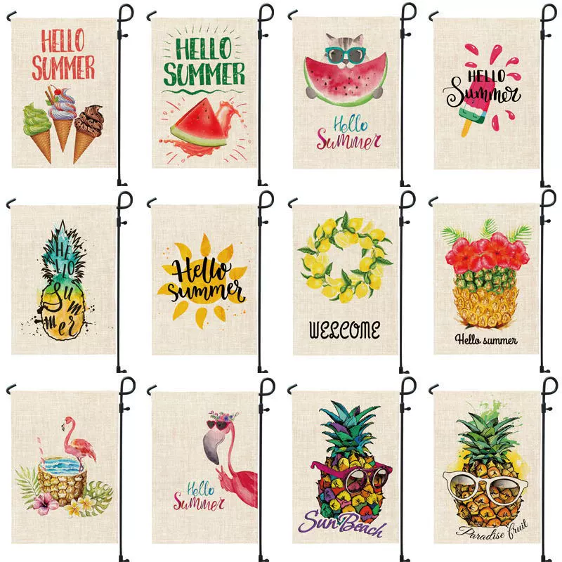 Летняя тема Ананас мороженое Садовый флаг двусторонний льняной атмосферы макет может быть настроен
