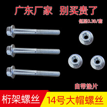 桁架专用螺丝大头帽带垫片连接螺杆8*65法兰搭建14号镀锌行架配件