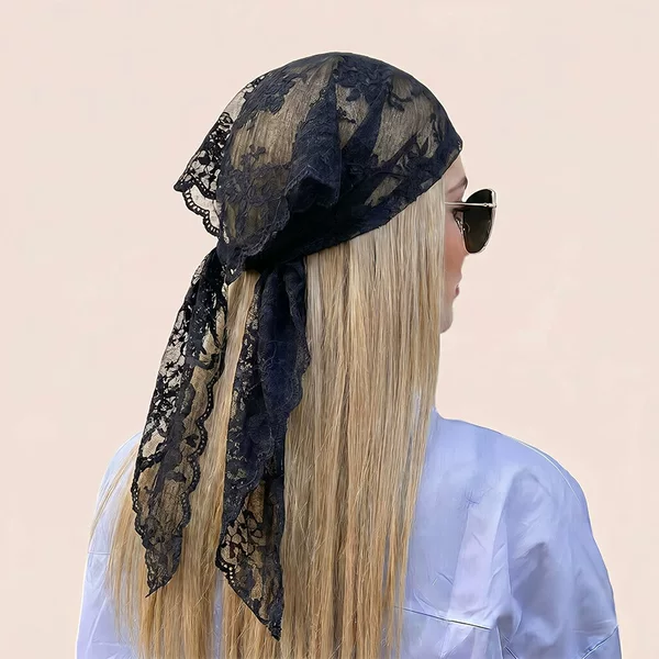 Runde Embroidery Lace Headscarf Triangle Scarf Waist Belt Embroidered Hollow Silk Scarf Bridal Veil Headwear Wholesale