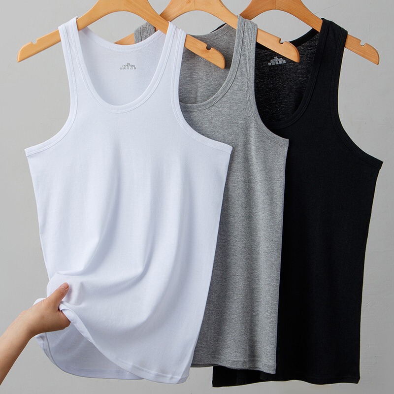 Cotton Men's Vest Men's Summer Hurdle Sling Loose Sports Cotton Sweat Absorbing Breathable Bottoming Sweatshirt Sleeveless Work