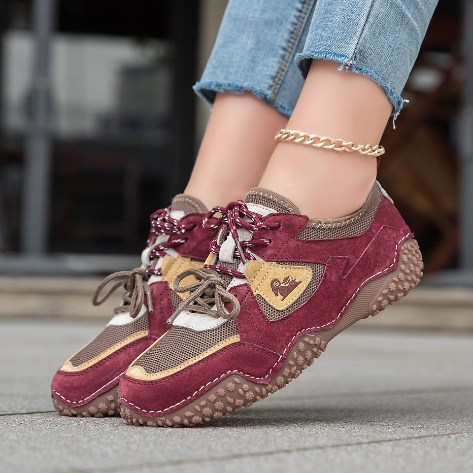 Giày thể thao unisex cỡ lớn da thật mũi tròn, đế bệt, dây thun, phong cách năng động — 6887 màu cát, 6887 nâu, 6887 rượu vang đỏ