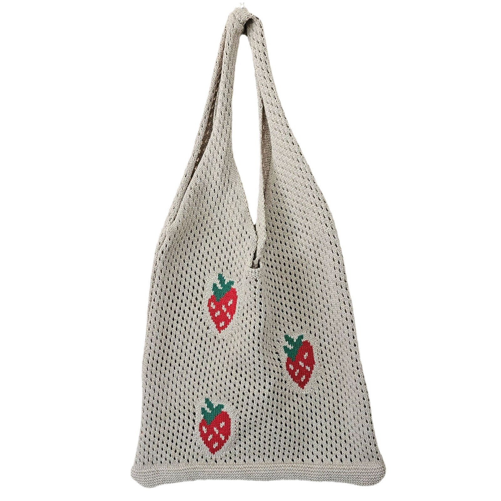 199g Weight Women's Medium Polyester Strawberry Cute Square Open Tote Bag