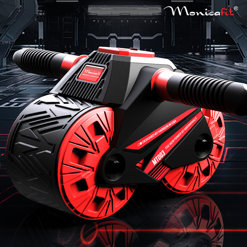 美国汉臣自动回弹双滚筒智能健腹轮腹肌轮健身器材家用男女士滚轮