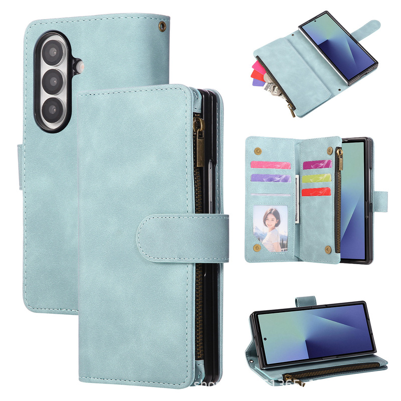 Suitable for Samsung Zfold8Ultra Cross-Body Multi-Card Zipper Wallet Foldable Zfold7/6 Mobile Phone Leather Case Suitable for Samsung Zfold8Ultra Cross-Body Multi-Card Zipper Wallet Foldable Zfold7/6 Mobile Phone Leather Case