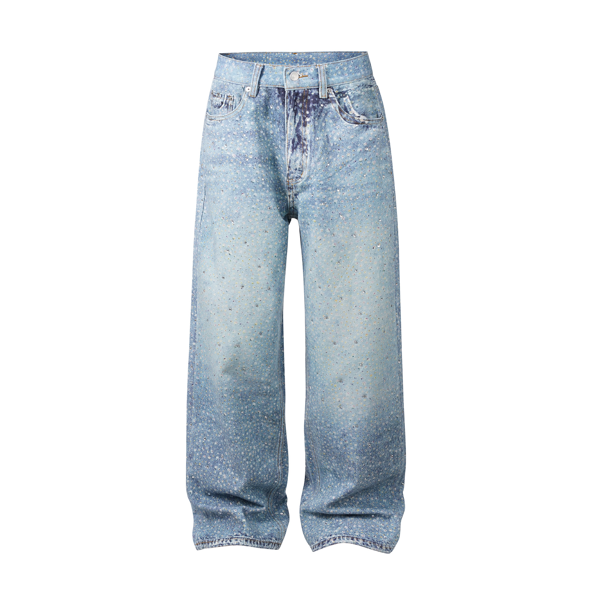 Herrejeans med rett passform og vide ben med diamantmønster_voghion.com