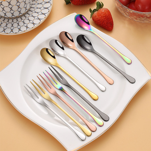304 stainless steel fruit fork creative ice cream dessert small spoon seasoning coffee honey stirring spoon mooncake fork