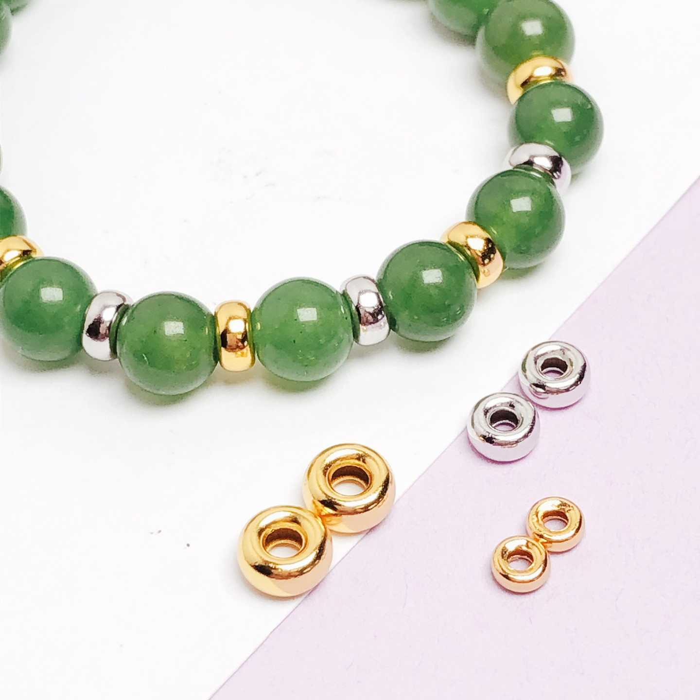 S925 Sterling Silver Wheel Spacer Bead Accessories 18K Gold DIY Loose Bead Necklace Bracelet Spacer Bead Flat Bead Spacer Accessories
